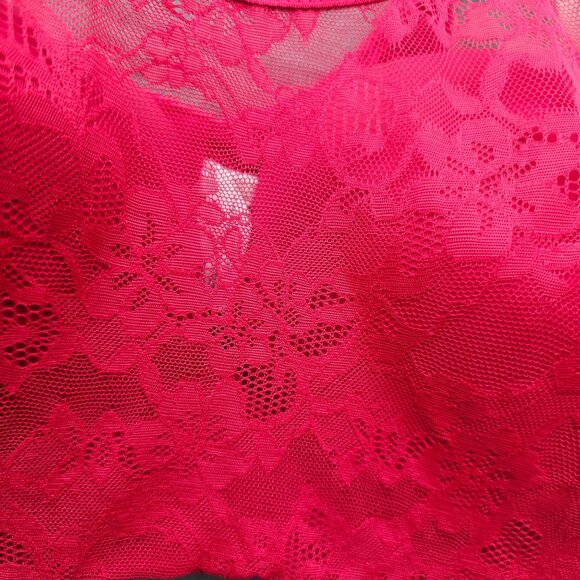 Le Mystere Stretch Lace Wireless Bra 38DDD/F Merlot Red Nylon/Spandex New - Picture 3 of 8